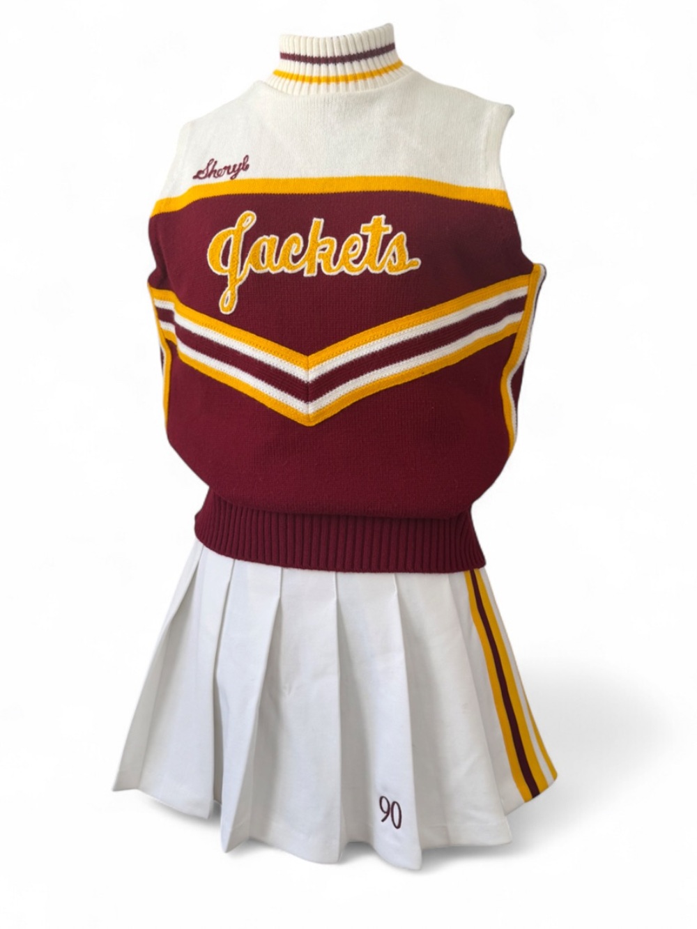 Vintage Cheerleader Varsity Sweater Top & Pleated Mini Skirt Set Jackets Sheryl
